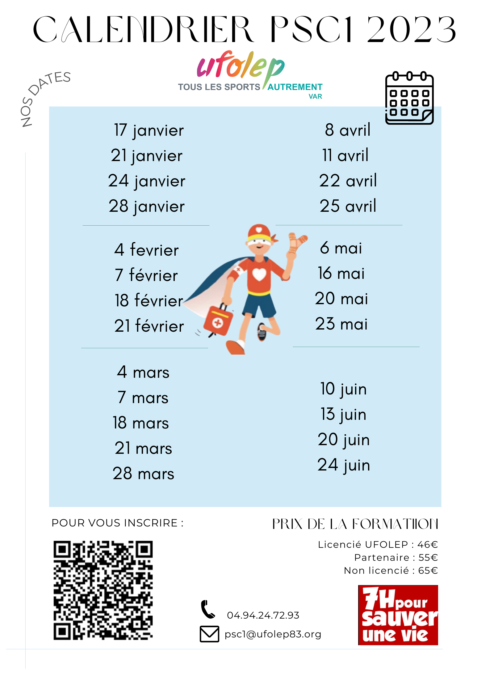 CalendrieR AFFICHE PSC1 2023