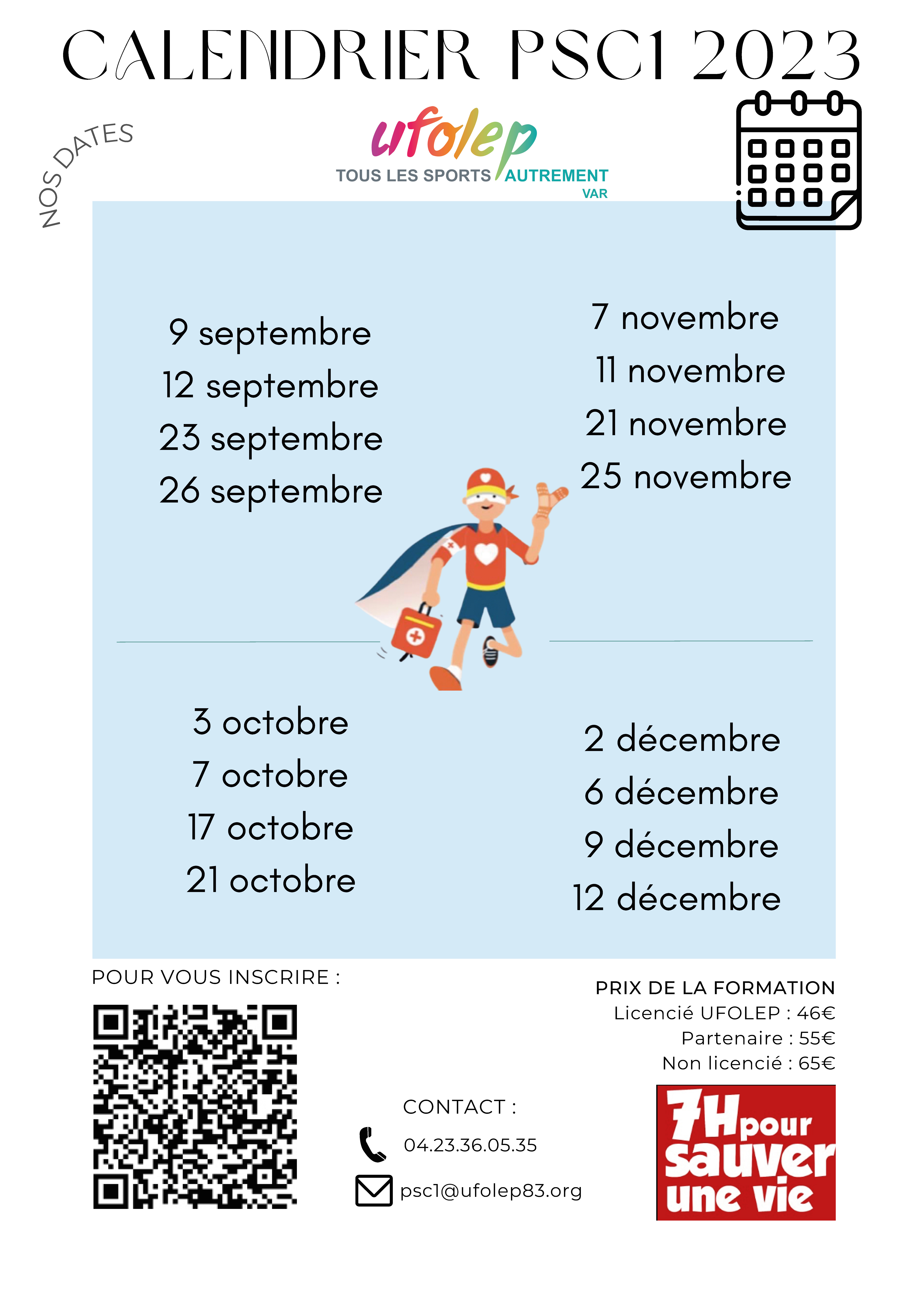 Calendrier PSC1 2023